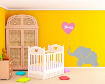 Baby Elephant With Name Decal Baby Elephant With Name Decal